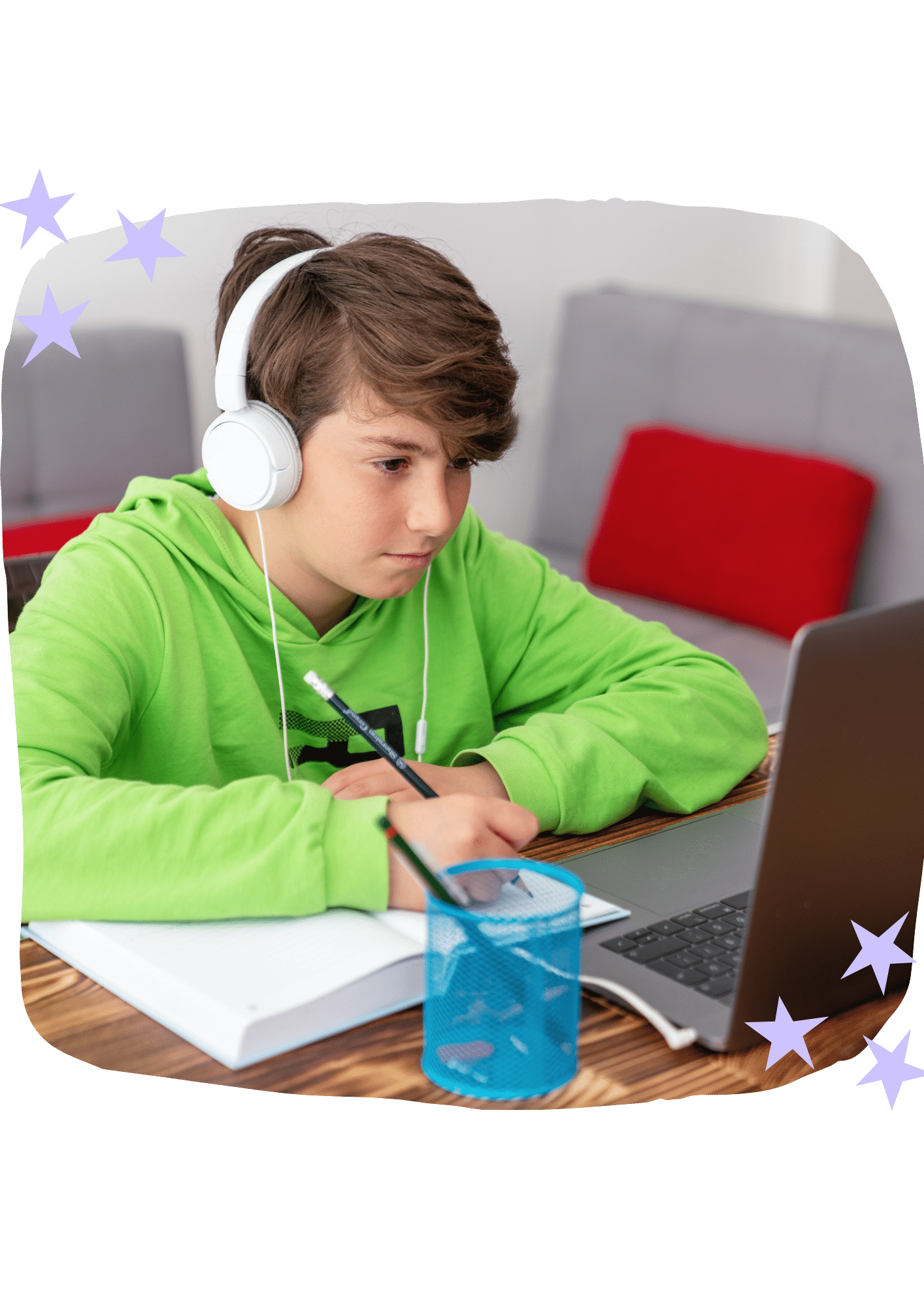 Student receiving year 9 tutoring online