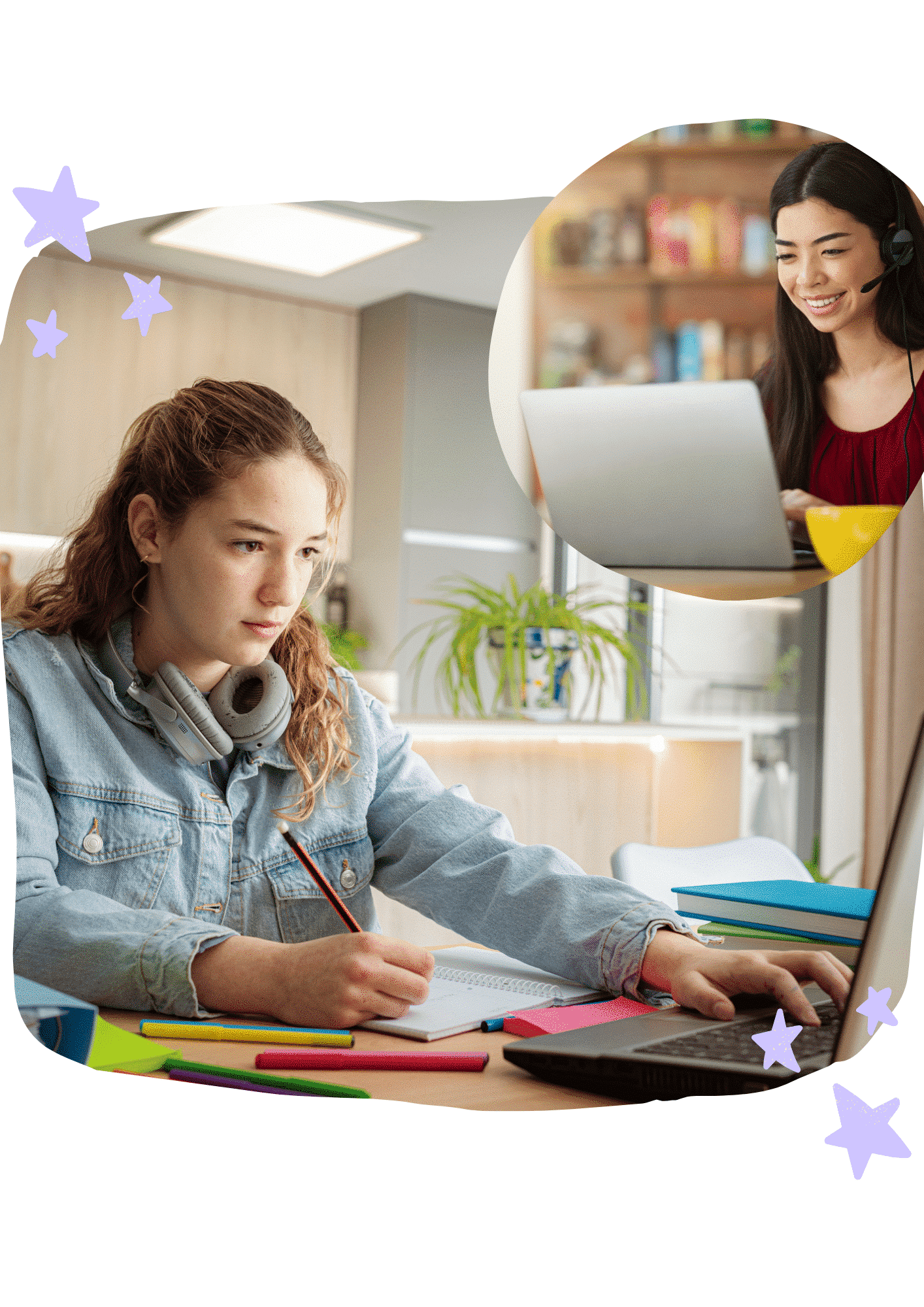 Student getting online maths tutoring in their home