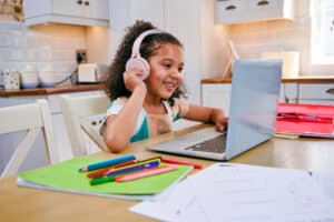 Child learning online in their home