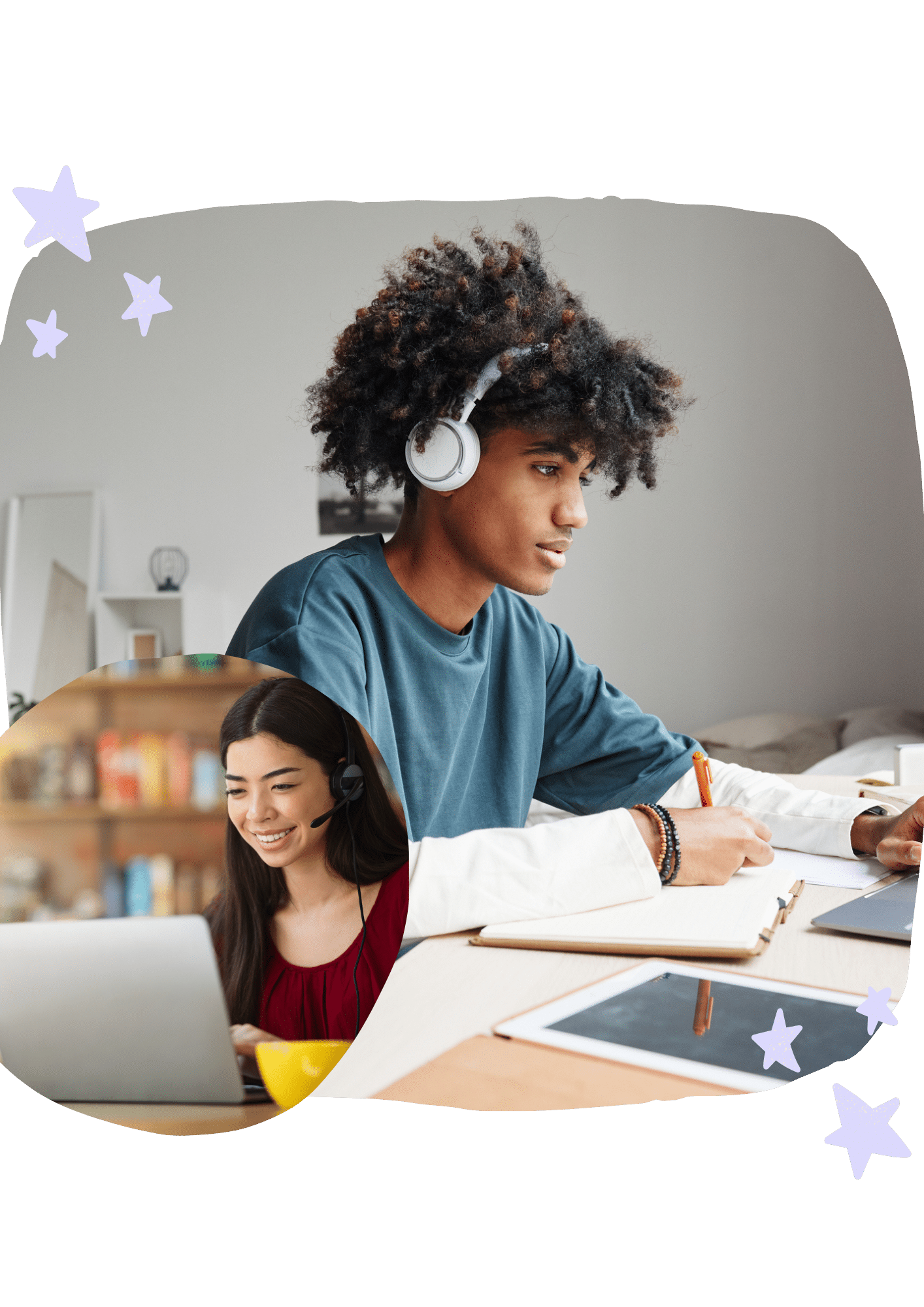 Student being tutored online